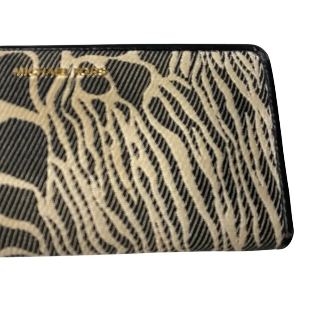 Michael Kors Women's Cotton Canvas Jet Set Travel Zip Around Continental Wallet